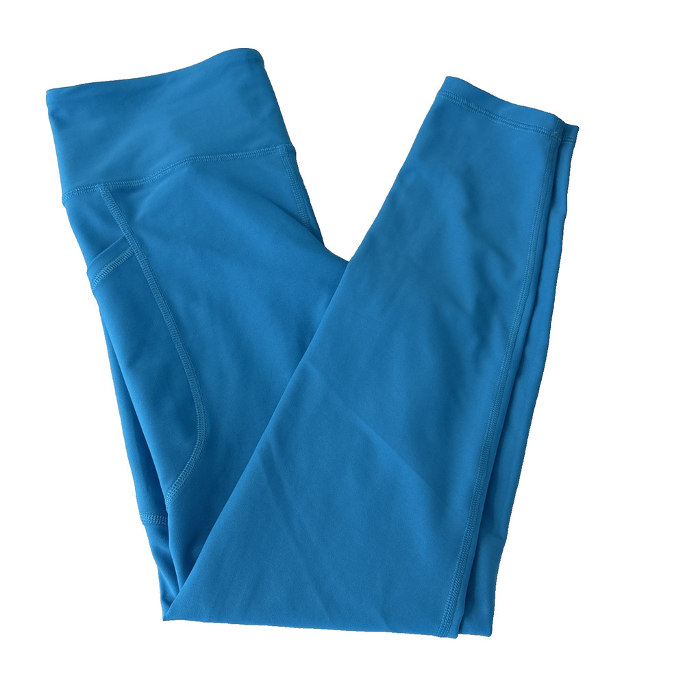 Old Navy Active Powersoft High Rise Go-Dry Leggings Teal Blue Pockets, Size Med